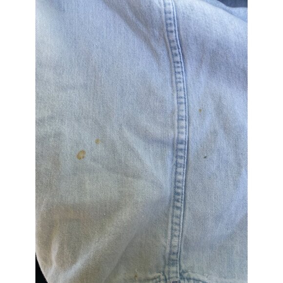 Harley-Davidson Blue Denim Button-Up Shirt L With Logo Pocket Trashed Frayed - Picture 10 of 10